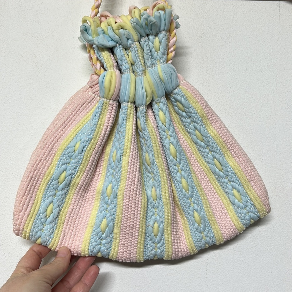 Vintage Knit Grandma Tote Purse Pastel Spring